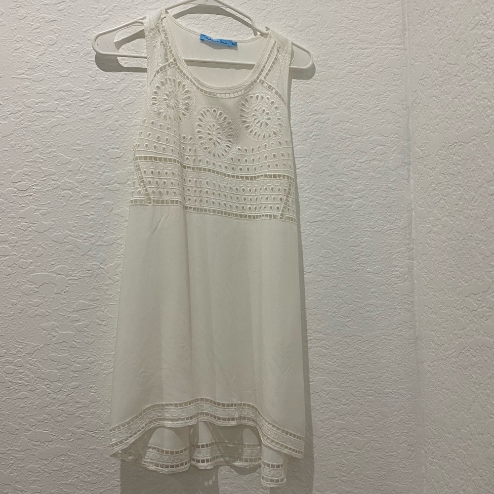 Solitaire Swim - White Beach Cover Up - M